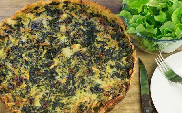 Quiché de espinacas y pavo